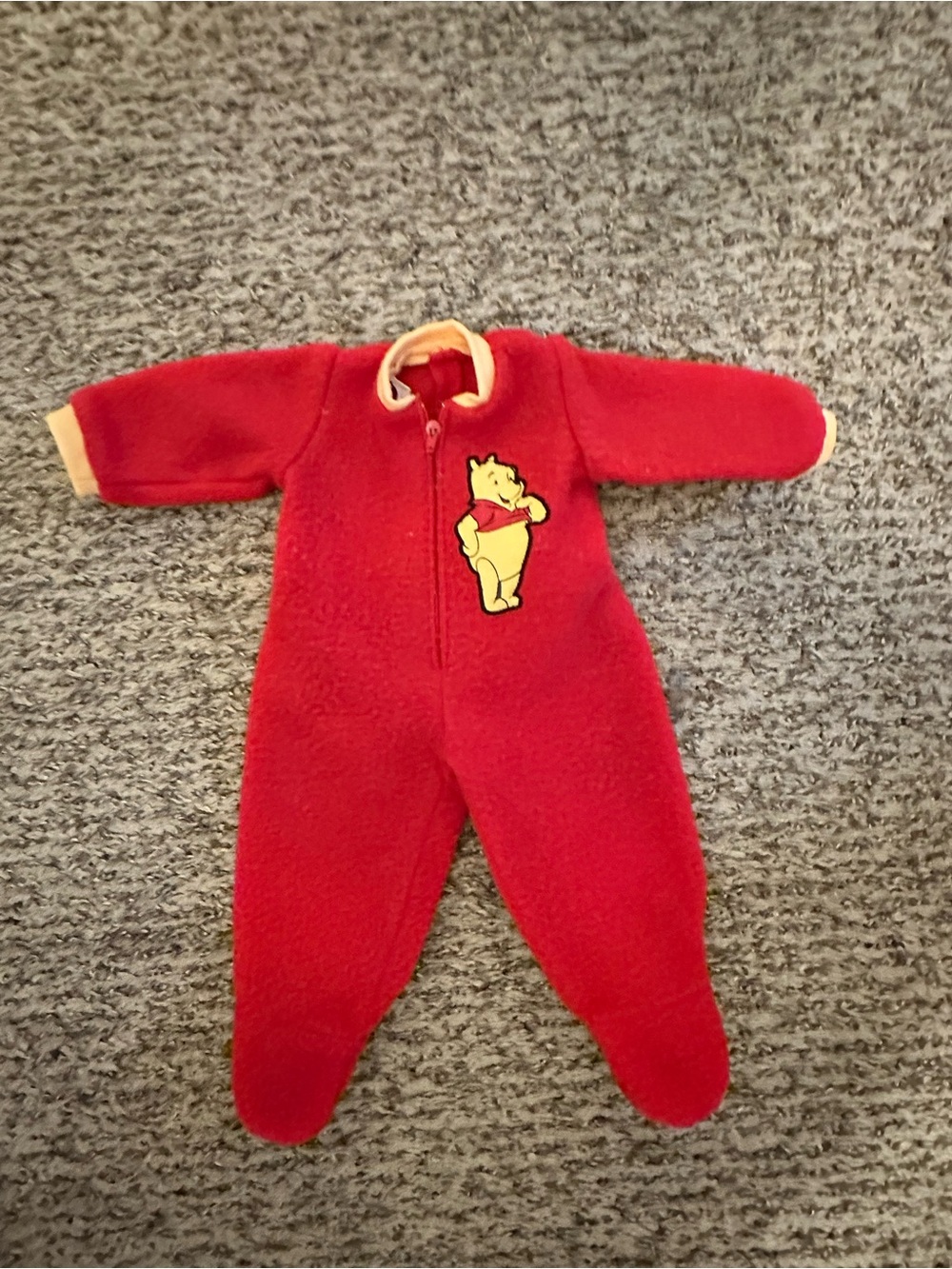 Doll sleeper vintage Red Winnie the Pooh Fleece One-Piece for Kids doll